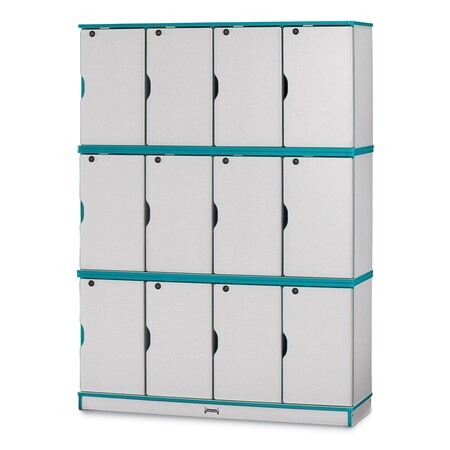 Jonti-Craft Rainbow Accents Stacking Lockable Lockers, Triple Stack, Teal 4697JC005